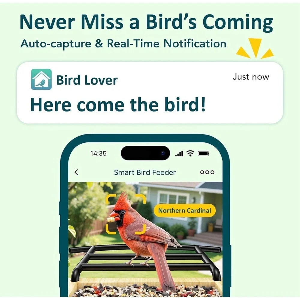 ®‎ BL01 Smart Bird Feeder with Camera, Free AI for 10000+Species 64GB Card 1080P